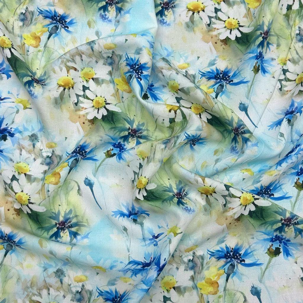 Daisy and Cornflower Infinity Scarf 100% Viscose
