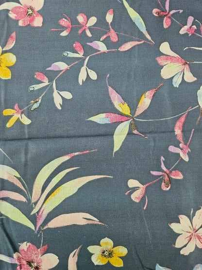 Flowers on Navy 100% Cotton 90cm x 160cm Piece