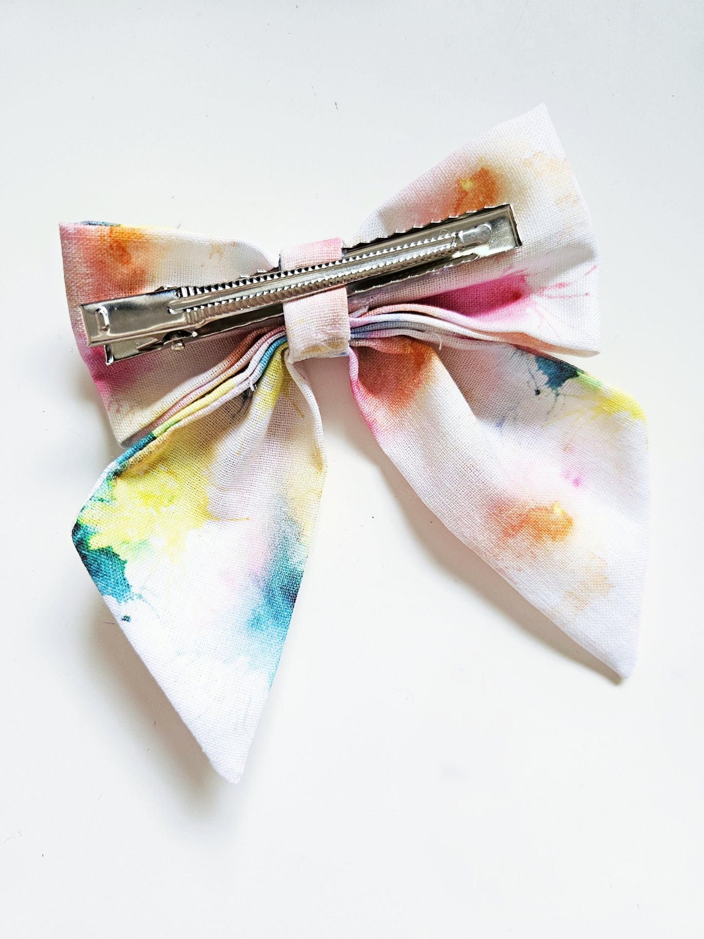 Handmade Bow Tie Clip with Tails | Tie Dye Splash Design | Pack of 2