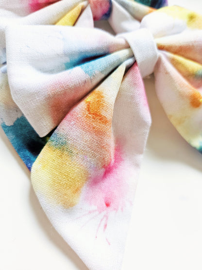 Handmade Bow Tie Clip with Tails | Tie Dye Splash Design | Pack of 2