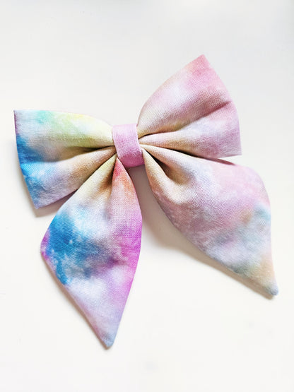 Handmade Bow Tie Clip with Tails | Tie Dye Pastel Design | Pack of 2