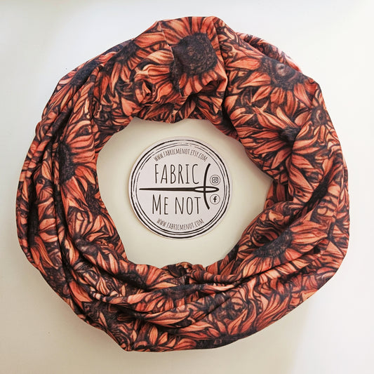 Sunflowers Premium Print 100% Knitted Cotton Infinity Scarf