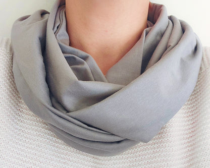 Dark Grey Plain 100% Knitted Cotton Infinity Scarf