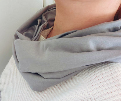 Dark Grey Plain 100% Knitted Cotton Infinity Scarf