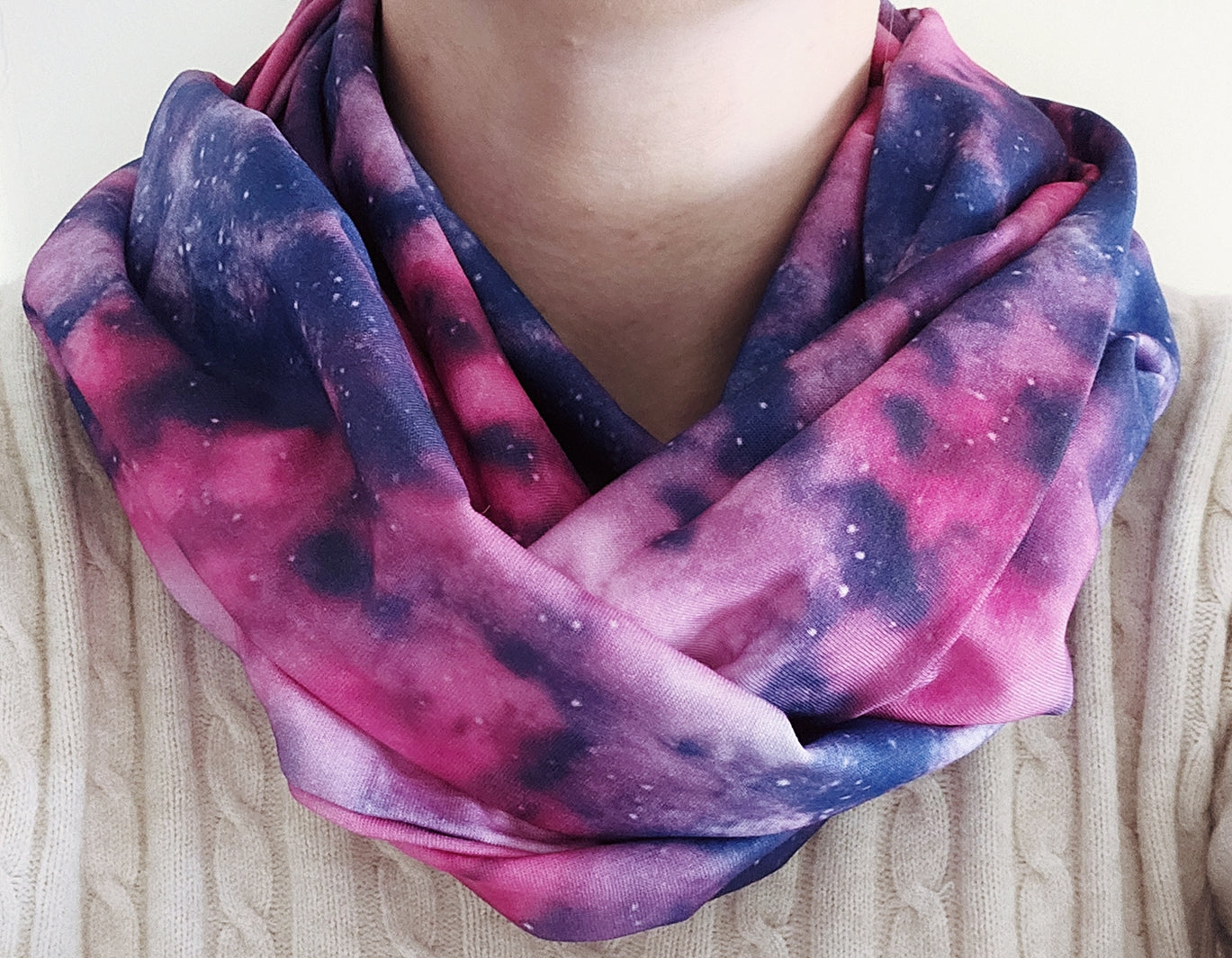 Galaxy Space Pink and Purple Premium Print 100% Knitted Cotton Infinity Scarf