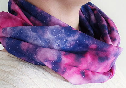 Galaxy Space Pink and Purple Premium Print 100% Knitted Cotton Infinity Scarf