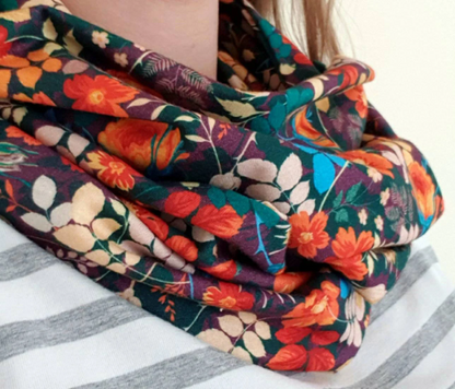 Autumn Leaves 100% Knitted Cotton Infinity Scarf