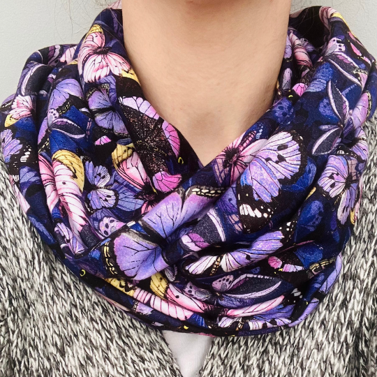 Butterflies 100% Knitted Cotton Infinity Scarf