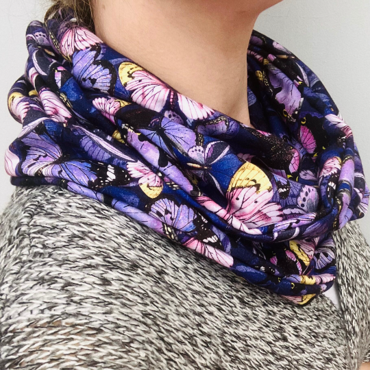 Butterflies 100% Knitted Cotton Infinity Scarf