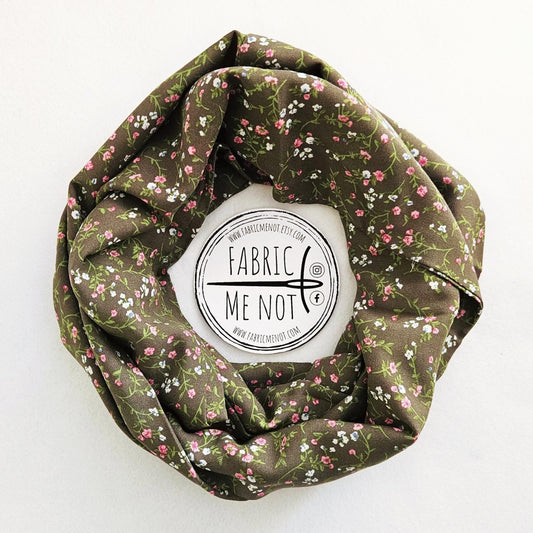 Ditsy Flowers Green 100% Viscose Infinity Scarf