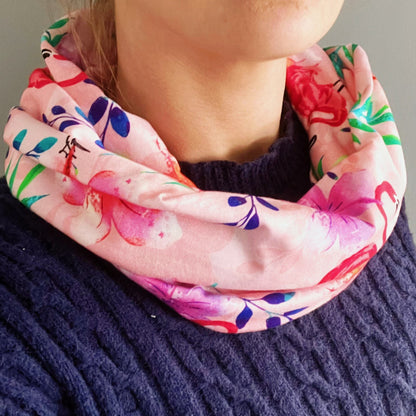 Flamingos 100% Knitted Cotton Infinity Scarf