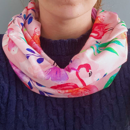 Flamingos 100% Knitted Cotton Infinity Scarf