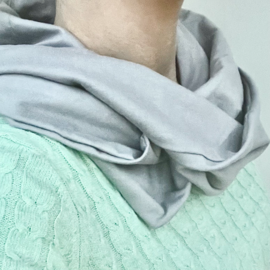 Grey Plain 100% Knitted Cotton Infinity Scarf