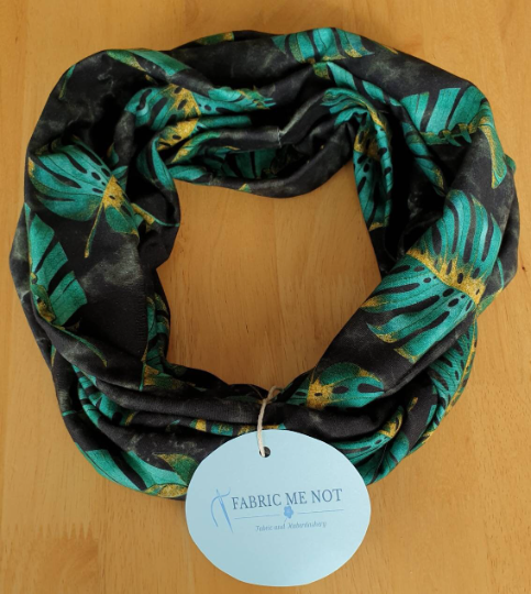 Monstera Leaves 100% Knitted Cotton Infinity Scarf