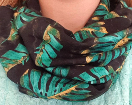 Monstera Leaves 100% Knitted Cotton Infinity Scarf