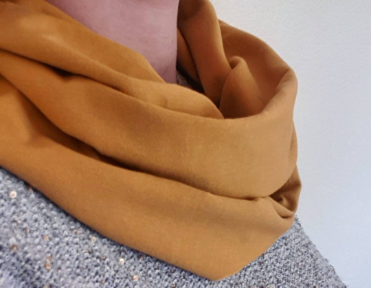 Mustard Plain 100% Knitted Cotton Infinity Scarf