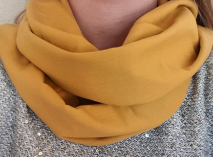 Mustard Plain 100% Knitted Cotton Infinity Scarf