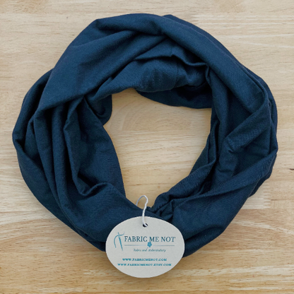 Navy Plain 100% Knitted Cotton Infinity Scarf