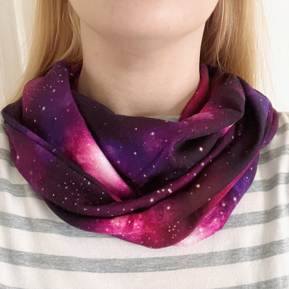 Pink Galaxy 100% Knitted Cotton Infinity Scarf