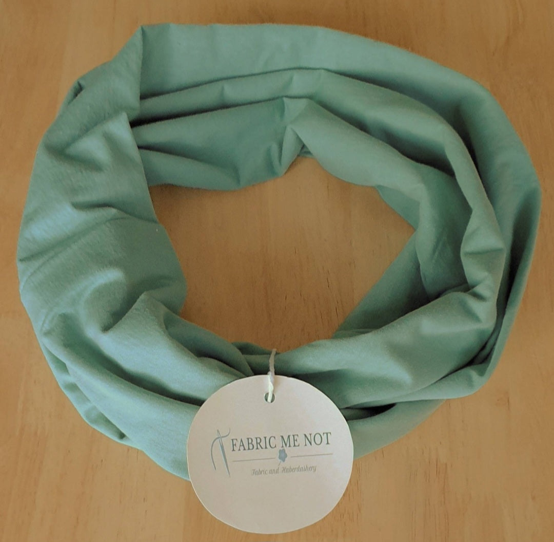 Sage Green Plain 100% Knitted Cotton Infinity Scarf