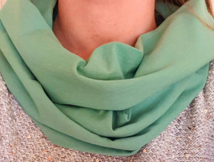 Sage Green Plain 100% Knitted Cotton Infinity Scarf