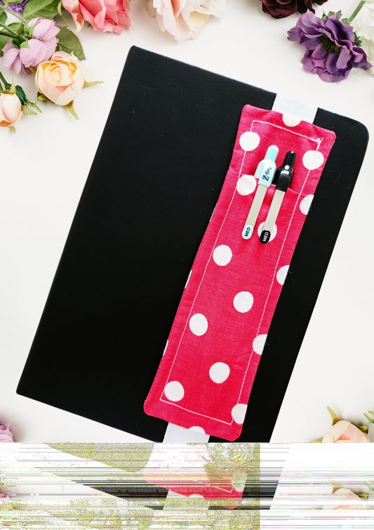 Polka on Red Pen Holder for A5 Notebook