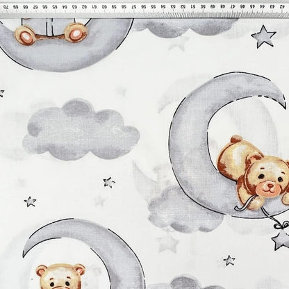 Teddy and Moon 100% Cotton 80cm x 160cm Piece