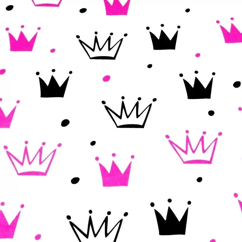 Crowns Pink/Black 100% Cotton 48cm x 160cm Piece