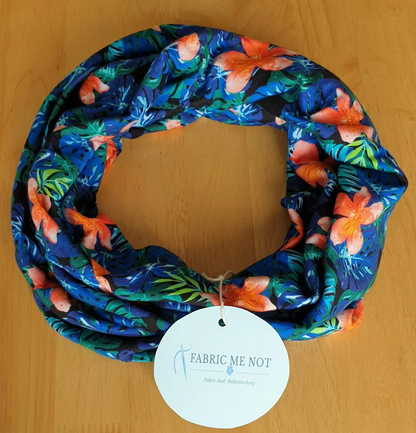 California Poppy Monstera Leaves 100% Knitted Cotton Infinity Scarf