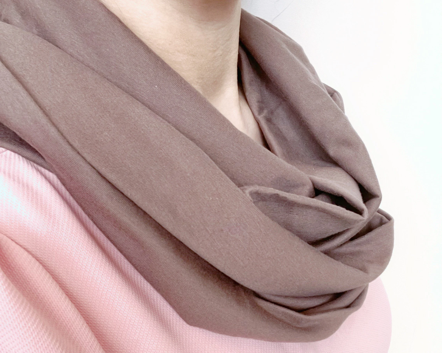 Mocha Plain 100% Knitted Cotton Infinity Scarf