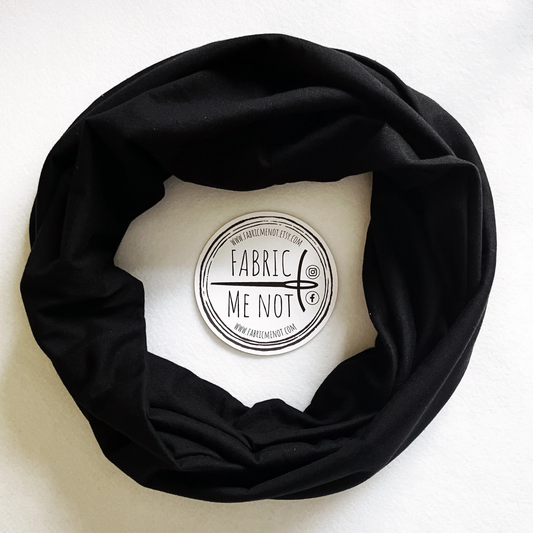 Black Plain 100% Knitted Cotton Infinity Scarf