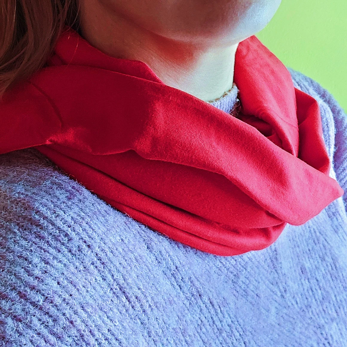 Red Plain 100% Knitted Cotton Infinity Scarf