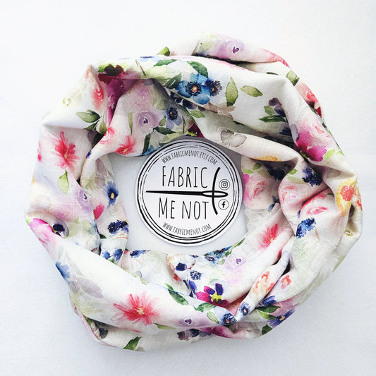 Flower Meadow Spring Infinity Scarf Linen/Viscose Blend | Gift Ideas | Gift For Her