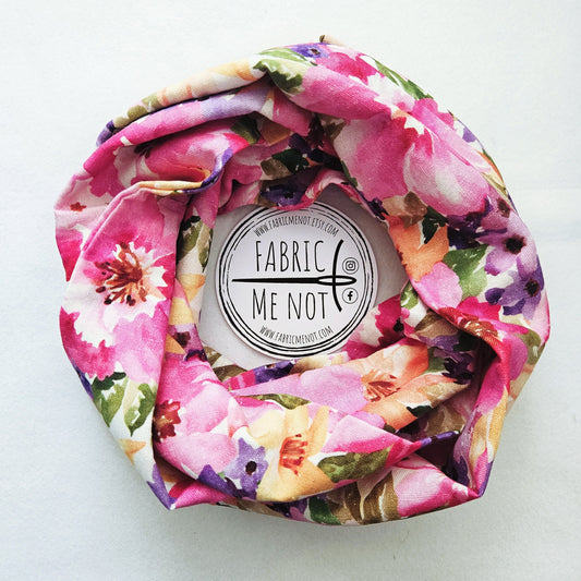 Bright Pink Blooms Flower Spring Infinity Scarf Linen/Viscose Blend | Gift Ideas | Gift For Her