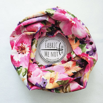 Bright Pink Blooms Flower Spring Infinity Scarf Linen/Viscose Blend | Gift Ideas | Gift For Her