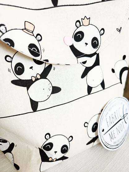 Handmade Lined Backpack with Snap Straps | 22cm x 28cm | Panda Design | Gift Ideas