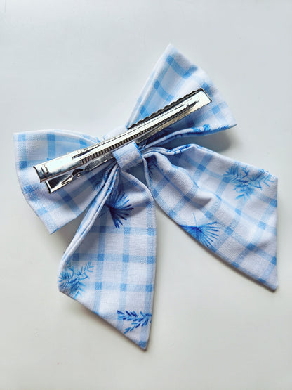 Handmade Bow Tie Clip with Tails | Cornflower Design | Pack of 2