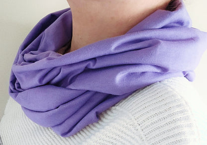 Lavender Purple Plain 100% Knitted Cotton Infinity Scarf