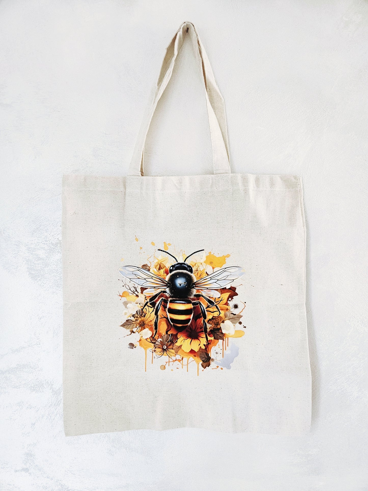 Bee Tote Bag Natural Cotton Size 38cm x 40cm