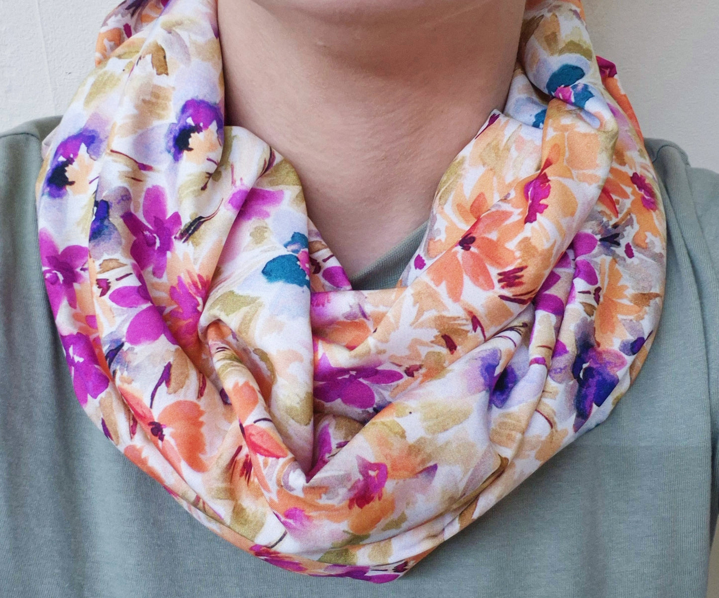 Colourful Flower Infinity Scarf 100% Viscose