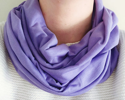 Lavender Purple Plain 100% Knitted Cotton Infinity Scarf