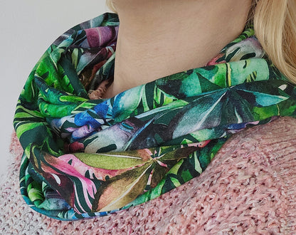 Rainbow Jungle 100% Knitted Cotton Infinity Scarf