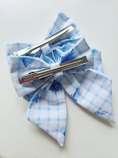 Handmade Bow Tie Clip with Tails | Cornflower Design | Pack of 2