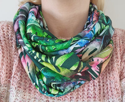 Rainbow Jungle 100% Knitted Cotton Infinity Scarf