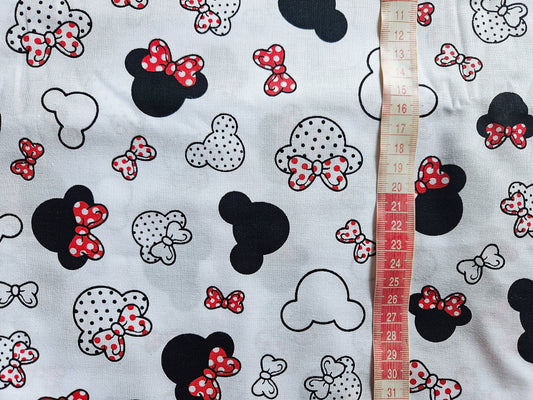 Red Minnie 100% Cotton Fabric Sold by Half a Meter